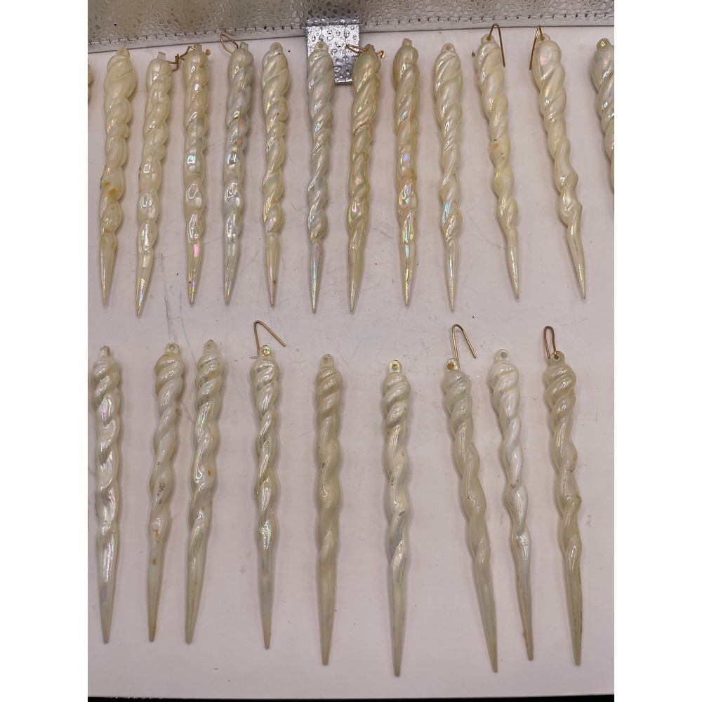 Set of 25 Iridescent Twisty Icicle Christmas Ornaments Hanging Decor - Picture 5 of 8